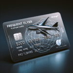A sleek and modern image depicting a SAS EuroBonus Platinum American Express® Card with travel elements like planes and luggage.